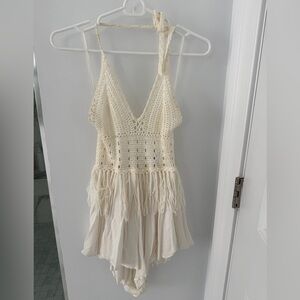 Crochet Romper with Fringe Detail